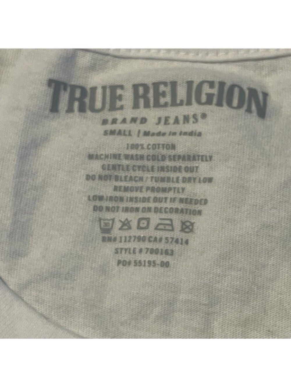 True Religion Gray Logo Pocket Crew Neck Short Sleeve Men's T-Shirt Small White - Picture 5 of 8